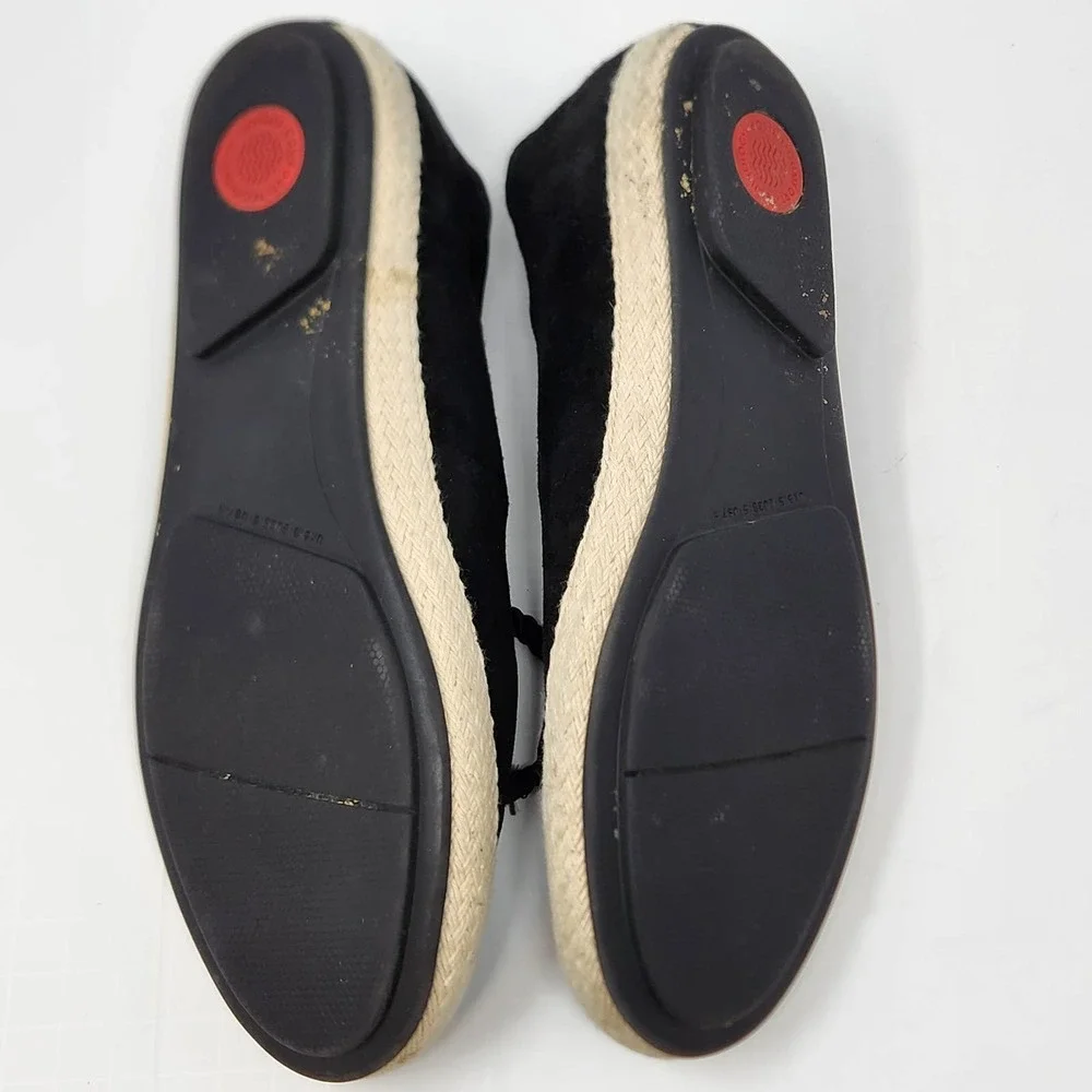 FitFlop Womens Fia Black Suede Lace Up Ballet Flats Size 7.5 Espadrille Comfort - Picture 9 of 9